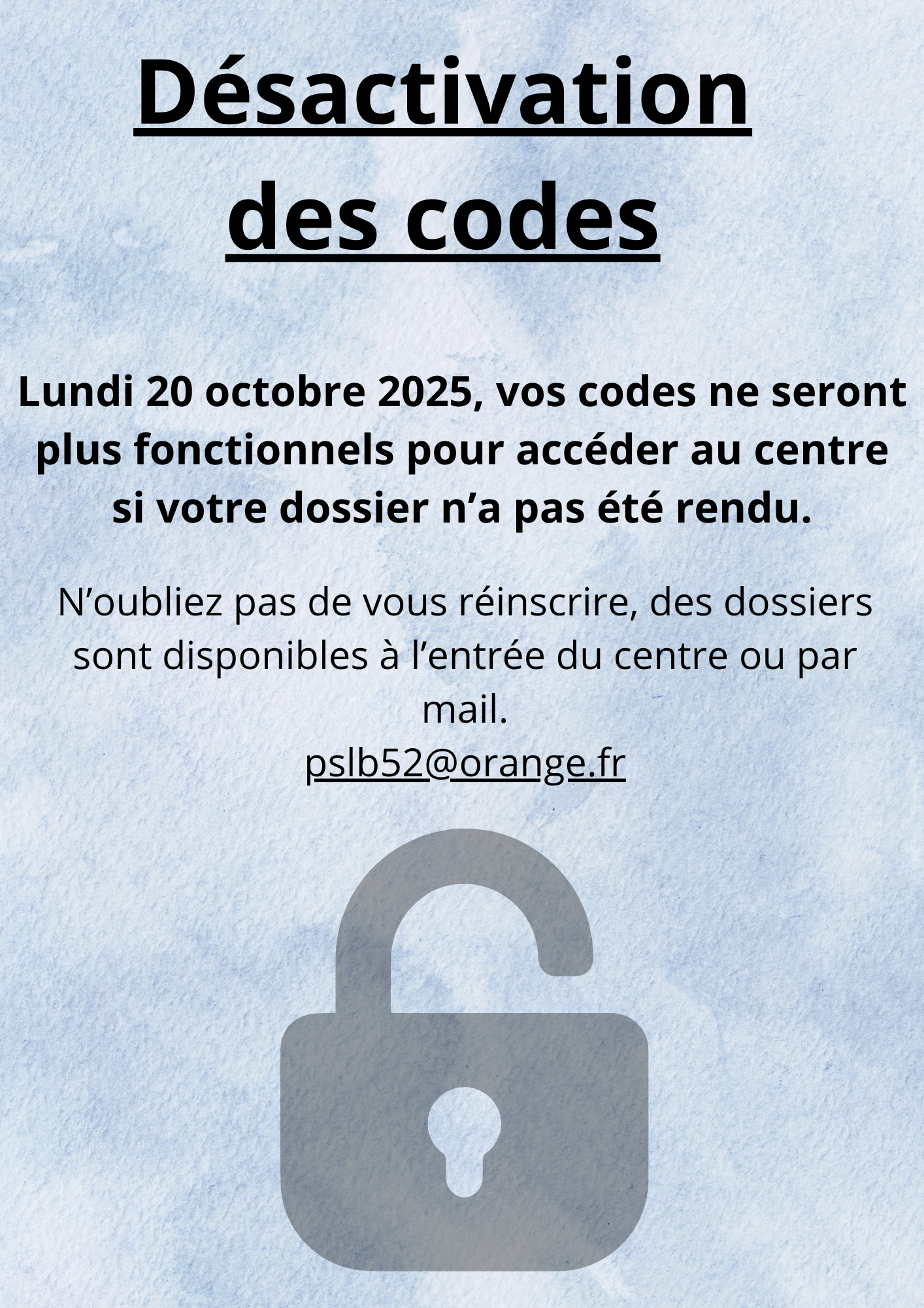 Désactivation des Codes